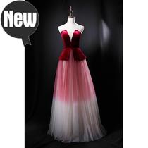  New velvet bandeau long dress rental w new gradient color host dinner catwalk stage dress rental