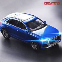 Simulation alloy off-road vehicle Audi Q8 car model 6 open door sound and light return force childrens toys gift ornaments 32
