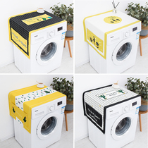 Drum washing machine cover cloth dust-proof protective cover thickened cotton linen anti-splash water double pocket cover cloth sun protection home