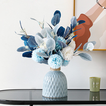 Mediterranean style simulation bouquet Living room decoration anti-real table flower decoration Fake flower decoration Light luxury ceramic vase ornaments