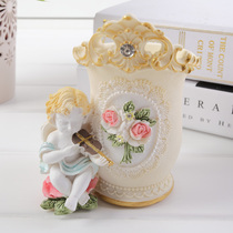 Creative cute angel retro student pen holder Korean birthday gift resin creative storage tube makeup Pen Holder