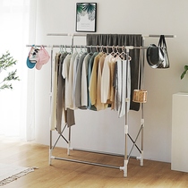 Double rod type stainless steel drying rack folding telescopic floor-to-ceiling indoor balcony hanging clothes rod outdoor cool clothes drying quilt rack