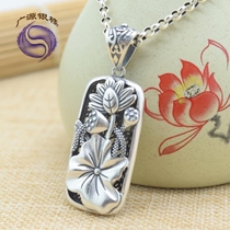 S925 pure silver retro hollow lotus lotus leaf hanging pendant silver decorated art ladys autumn and winter 100 lap sweaters chain pendant