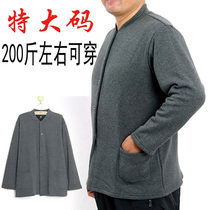 Special size middle-aged and elderly mens buckle plus fat increase warm jacket cardigan underwear men plus velvet thickened