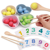 Children practice with chopsticks clip bean beans Monzis daily life toy kindergarten baby early lessons wise family home