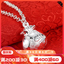 990 sterling silver twelve Zodiac lucky bag pendant mouse cow Tiger Rabbit Dragon Snake Horse Sheep Monkey chicken dog pig silver ornaments male and female Silver Pendant