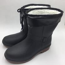 Autumn Winter Mens Short Barrel Large Code Plus Suede Warm Rain Shoes Garnter Cotton Water Shoes Rain Boots Fashion Non-slip Snowy Boots 46 Yards