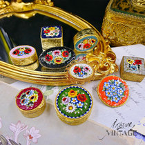 Vintage Italy Mosaic Antique Brooch Stained Glass Stone Art Collection Handmade Microinlaid Debut box
