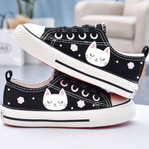 Children canvas shoes Girls cloth shoes 2021 spring new childrens shoes students casual girls shoes soft-soled girls shoes