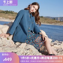 Three color 2020 winter womens single-breasted medium long wool double-sided tweed coat coat coat D046077D10