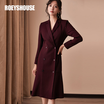 Luo Yi elegant lady dress womens winter clothes new wine red slim fishtail pendulum bottom mid-length dress 6233