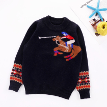 Autumn and winter new childrens cashmere sweater boys sweater baby cartoon wool base shirt