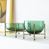 Modern simple thick glass vase fruit plate ornaments living room creative large bracket fruit basket table decorations