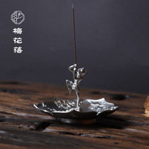 Qi Tian Dazheng creative pure tin carving line incense insert agarwood sandalwood stove tea room home office smoked aromatherapy stove ornaments