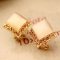 South Korea exquisite wild stereo opal earrings atmospheric geometric block earrings earrings allergy-free room