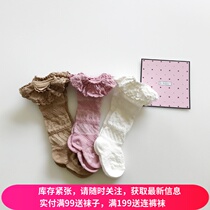 Spring and summer Korean girls cotton big lace socks girls summer solid color ultra-thin socks female treasure mosquito socks