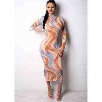 womens high collar dress Aliexpress Europe and the United States Digital printing high collar dress for women