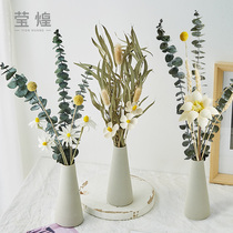 Nordic ins Wind ceramic small vase with dried flower bouquet eucalyptus leaf living room home light luxury decoration ornaments