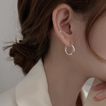 Love Beauty Circle Earrings Ear Button Design Feel Earrings Korea Temperament Womens Summer 100 Hitch Pure Silver Raising Ear-hole Ear Nail