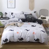 Bedding four-piece set of cotton abrasive Aloe cotton sheets quilt cover student cartoon pattern dormitory cotton simple