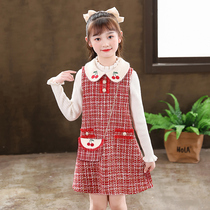 Girl autumn dress 2021 new childrens foreign style Big Boy Princess dress little girl Net red two-piece spring and autumn