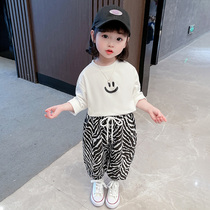 Girl Set Spring and Autumn Korean version of foreign style fashionable children childrens children 2021 new sports two-piece female baby spring dress