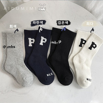 Childrens cotton socks autumn and winter Korean version male and female childrens baby sports wind in cylinder socks ins nets red stockings Sox stockings Sox