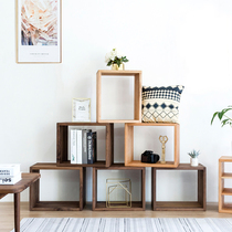 Solid Wood rounded grid cabinet free combination floor-to-ceiling bookshelf living room bedroom multifunctional creative small shelf cabinet