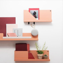 Nordic wall shelf living room non-perforated wall wall metal wrought iron bookshelf simple style bedroom wall partition