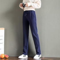 2021 new sports pants womens pants Spring and Autumn Winter slim Joker plus velvet thick straight casual pants