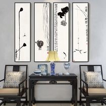 New Chinese hanging painting decorative painting Qi Baishi living room Zen Chinese style porch ink painting tea room living room murals