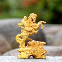 Immediately horizontal knife guan public relations cloud long prancing horse martial god of wealth Guan Yu ornaments riding boxwood carving home craft jewelry