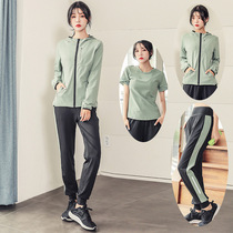 Spring and summer yoga clothing sports suit female loose three-piece suit Korean net red new sexy hooded fitness running