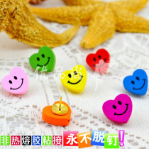 7 colors 7 grains of wood Peach Hearts Smiley Face Stapled Wall Nails Wall Nails Workout Color Nails Creative Cork Big Head Tugs