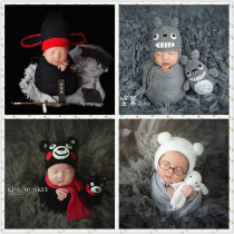 Photo studio new childrens photography cute theme clothing Newborn photo wool hat doll wrapped in cloth modeling clothing