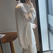 Mens high collar sweater cant afford ball loose autumn and winter day department 100 hitch warm beating undershirt design feel white