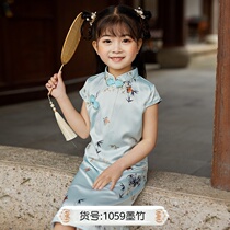 Childrens cheongsam summer silk summer dress cheongsam dress baby girl baby girl childrens dress retro ancient costume thin short sleeve
