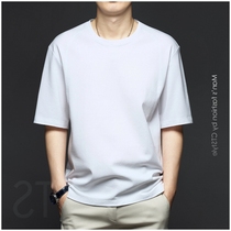 Pure Cotton Men Short Sleeve T-shirt Summer Style Loose Tide 50% Mid Sleeves Clothes White Half Sleeves Large Code Compassionate