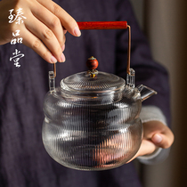 Line grain lifting pot high temperature glass teapot large capacity cooking teapot electric pottery stove household kettle flower teapot