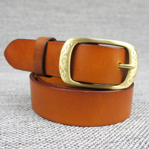 At the time running the belt mens retro needle buckle head layer pure cowskin leisure youth pants with jeans and life