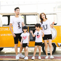 Summer clothing pro-son-style mother and mother female boy fitted with foreign air white family of three large code short sleeve suit