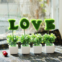 Simple modern home furnishings bedroom interior shelf small ornaments creative love green plant potted flower set