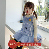 Childrens wear baby 4 foreign style 5 plus velvet 6 vest dress 7 childrens winter 2020 New thick skirt girl dress