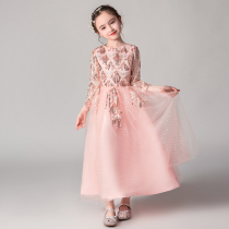  Princess dress Girls puffy yarn Childrens birthday evening dress Little flower girl wedding dress Catwalk host piano performance suit