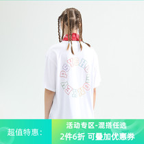 PCMY Stitch Printed Short Sleeve Tide Card Tshirt 2021 New Fun Pure Cotton Half Sleeves Ins Loose Round Collar Summer