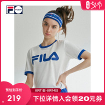 FILA FUSION FILA tide brand womens short-sleeved T-shirt spring and summer fashion contrast color LOGO high waist short top women