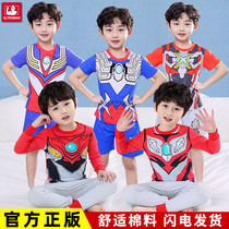 Ottman Clothes Children Sleeping Clothes Boy Summer Cartoon Boy Baby Pure Cotton Thin Syro Home Suit Suit