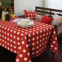 Table flag American pastoral dining table Vintage cloth Country tablecloth cover cloth Polka dot cotton canvas coffee table cloth Red