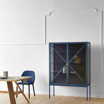 Valley and Nordic style Modern dining side cabinet Glass tea and wine cabinet Kitchen storage bowl cabinet against the wall with European art