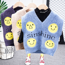 Zhongdai childrens knitwear vest 2021 autumn and winter New Korean boys and girls baby wool vest waistcoat